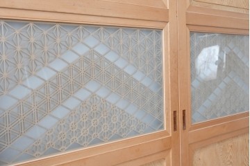 和製ヴィンテージ　昭和後期　高級品!!　繊細な組子細工と木目を楽しめる帯戸4枚セット　(R-090586)