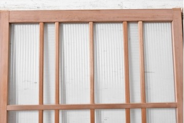 ヴィンテージ建具　昭和後期　型板ガラスと木目を楽しめるガラス戸4枚セット　(R-090587)