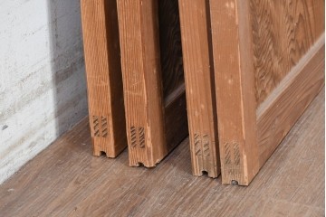 ヴィンテージ建具　昭和後期　型板ガラスと木目を楽しめるガラス戸4枚セット　(R-090587)