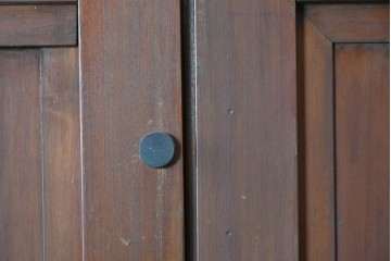 和製アンティーク　大正期から昭和初期　欅(ケヤキ)材　開閉できる無双を備えた木目豊かな門扉2枚(1対)セット　(R-090588)