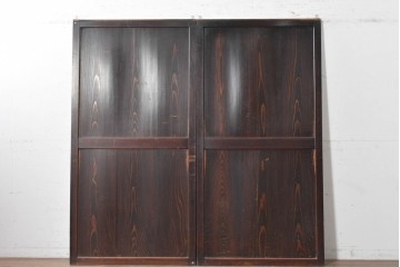 アンティーク建具　明治期　深みのある色合いと木目が上品な帯戸2枚セット　(R-090589)