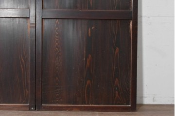 アンティーク建具　明治期　深みのある色合いと木目が上品な帯戸2枚セット　(R-090589)