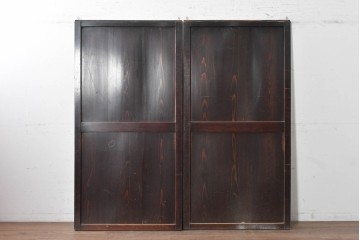 アンティーク建具　明治期　深みのある色合いと木目が上品な帯戸2枚セット　(R-090589)