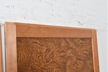 ヴィンテージ建具　昭和後期　欅(ケヤキ)玉杢プリント合板　三重菱の組子細工が美しい帯戸2枚セット　(R-090591)