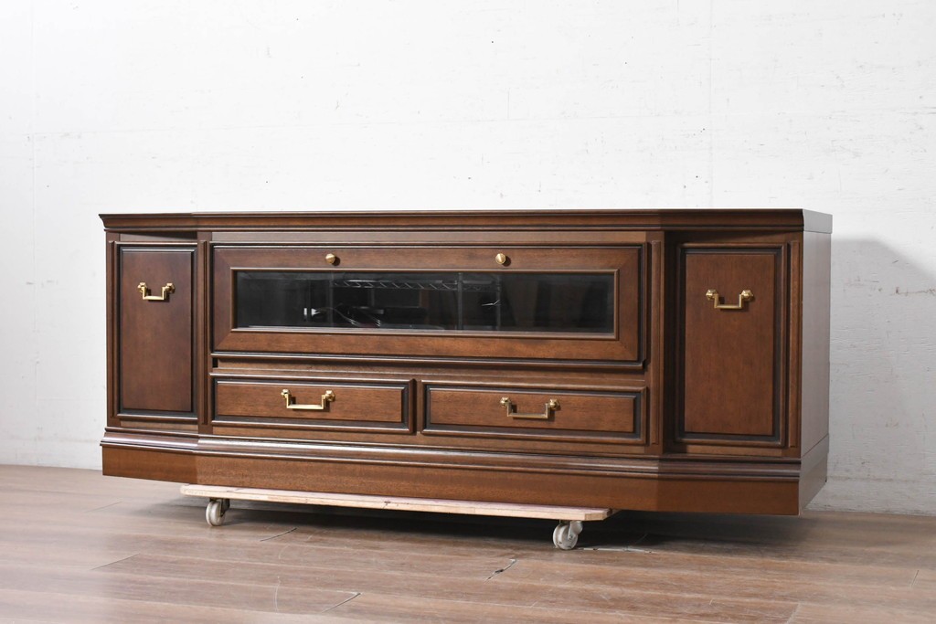 中古　美品　maruni(マルニ木工)　地中海ロイヤルシリーズ(ROYAL)　収納力が魅力のクラシカルなテレビ台　(R-090610)