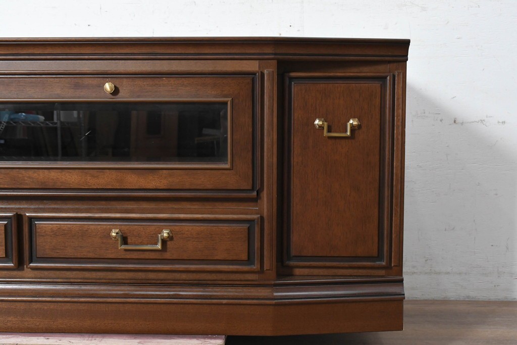 中古　美品　maruni(マルニ木工)　地中海ロイヤルシリーズ(ROYAL)　収納力が魅力のクラシカルなテレビ台　(R-090610)