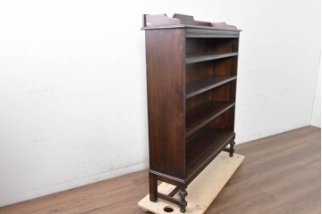 イギリスアンティーク　1940年頃　オーク材　珍しいオープンタイプ!　クラシカルな意匠のブックシェルフ　(R-090612)