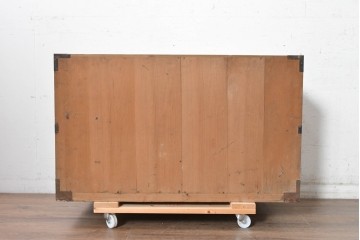 和製アンティーク　大正期　前面桐材　丸金具をあしらった風格あるローチェスト　(R-090616)