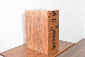 【簡易リペア限定品】　和製アンティーク　明治期から大正期　桐材　大小の引き出しと素朴な金具が味わい深い小引き出し　(R-090617)