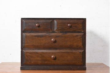 中古　松本民芸家具　立体的なデザインが印象的な小引き出し　(R-090618)