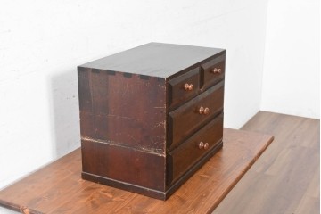 中古　松本民芸家具　立体的なデザインが印象的な小引き出し　(R-090618)