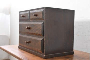 中古　松本民芸家具　立体的なデザインが印象的な小引き出し　(R-090618)