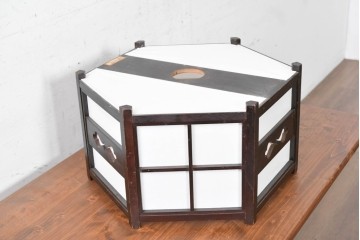 《引っ掛けシーリング式ペンダントライト加工費込み》　中古　松本民芸家具　絶版品　B型六角アンドン　和モダンな吊り下げ照明　(R-090633)