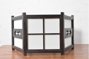 《引っ掛けシーリング式ペンダントライト加工費込み》　中古　松本民芸家具　絶版品　B型六角アンドン　和モダンな吊り下げ照明　(R-090633)