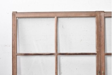ヴィンテージ建具　昭和中期　素朴な木枠が味わい深いガラス窓2枚セット　(R-090634)