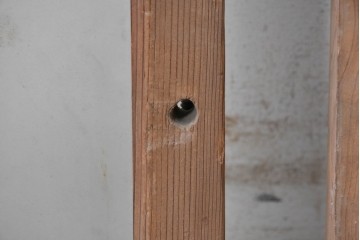 アンティーク建具　昭和初期　すりガラスと木枠がレトロなガラス窓2枚セット　(R-090635)