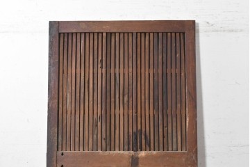 アンティーク建具　明治期　総欅(ケヤキ)材　巾着型の錠前金具が存在感を放つ格子蔵戸1枚　(R-090638)