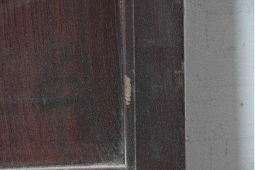アンティーク建具　明治期　総欅(ケヤキ)材　ダイヤル式の錠と獅子の金具が印象的な格子蔵戸1枚　(R-090639)
