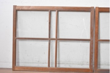 アンティーク建具　昭和初期から昭和中期　型板ガラスがアクセントを添えるガラス窓2枚セット　(R-090641)