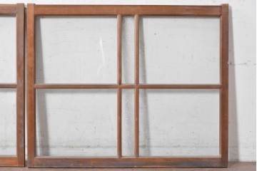 アンティーク建具　昭和初期から昭和中期　型板ガラスがアクセントを添えるガラス窓2枚セット　(R-090641)