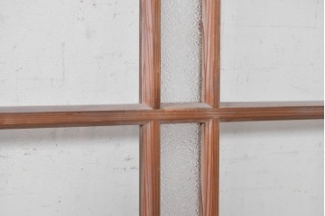 アンティーク建具　昭和初期から昭和中期　型板ガラスがアクセントを添えるガラス窓2枚セット　(R-090641)