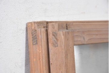 アンティーク建具　昭和初期から昭和中期　透明ガラスとすりガラスを組み合わせたレトロな窓2枚セット　(R-090643)