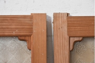 アンティーク建具　昭和初期　ダイヤ柄のプレスガラスがレトロな窓4枚セット　(R-090645)