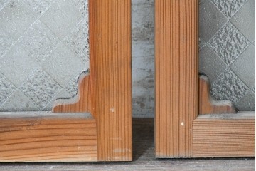 アンティーク建具　昭和初期　ダイヤ柄のプレスガラスがレトロな窓4枚セット　(R-090645)