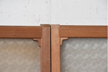 アンティーク建具　昭和初期　ダイヤ柄のプレスガラスがレトロな窓4枚セット　(R-090645)