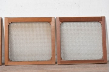 アンティーク建具　昭和初期　ダイヤ柄のプレスガラスがレトロな窓4枚セット　(R-090646)