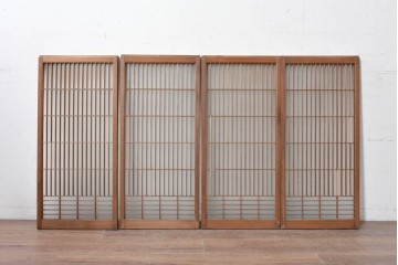 ヴィンテージ建具　昭和中期から昭和後期　和の趣を味わえる片面ガラスの書院戸4枚セット　(R-090648)