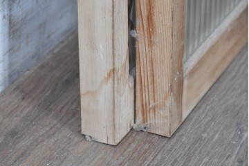 ヴィンテージ建具　昭和中期　片面モールガラス　繊細な縦格子と菱形組子が美しい書院戸2枚セット　(R-090649)