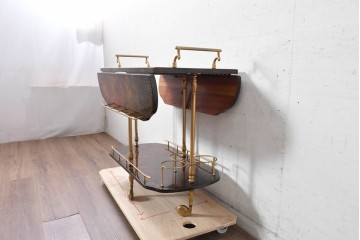 ヨーロッパヴィンテージ　アルド・トゥーラ(ALDO TURA)　仔山羊革(ゴートスキン)張りのエレガントなバーワゴン　(R-090650)