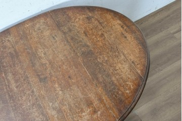 イギリスアンティーク　オーク材　ツイストレッグが目を惹くゲートレッグテーブル　(R-090651)