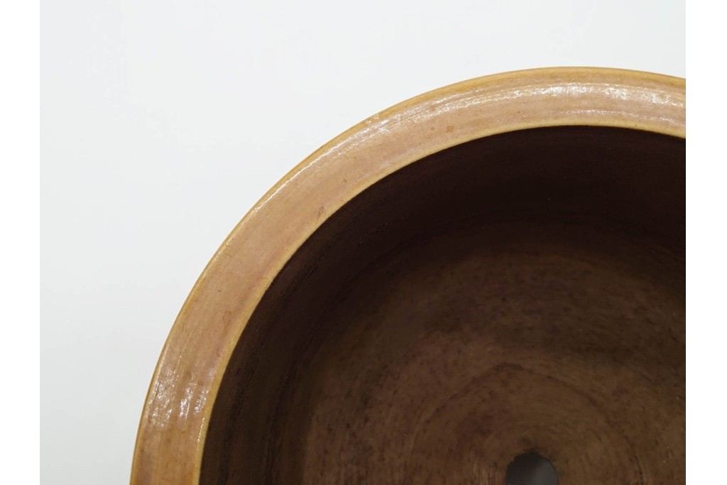 時代物　角福　色絵　花鳥図が華やかな三つ足植木鉢　(R-090656)