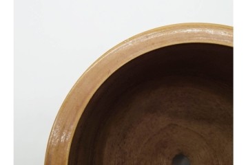 時代物　角福　色絵　花鳥図が華やかな三つ足植木鉢　(R-090656)