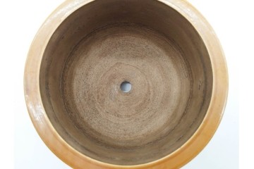 時代物　角福　色絵　花鳥図が華やかな三つ足植木鉢　(R-090656)