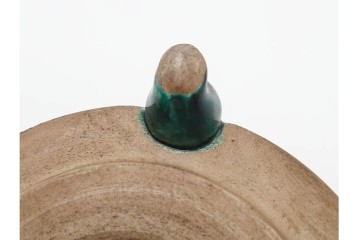時代物　角福　色絵　花鳥図が華やかな三つ足植木鉢　(R-090656)