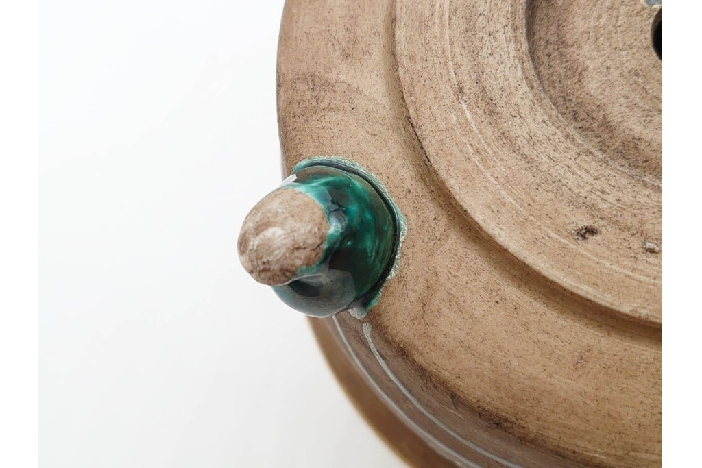 時代物　角福　色絵　花鳥図が華やかな三つ足植木鉢　(R-090656)