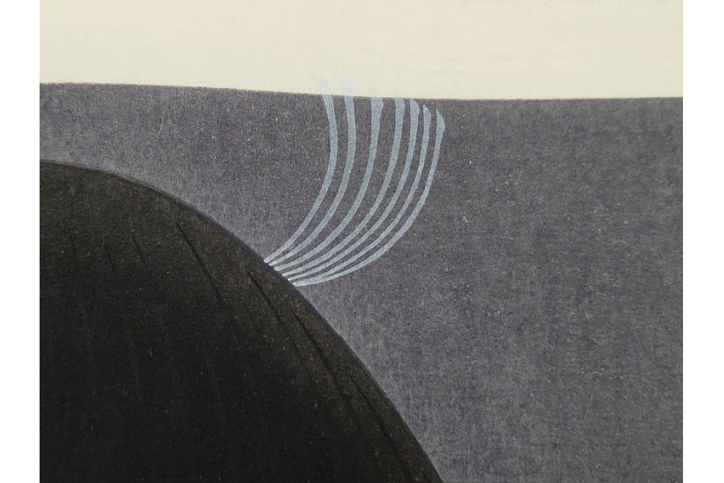 真作　昭和55年6月作　神保朋世　「静夜」　うつむく女性を描いた木版画　(R-090663)