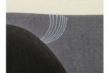 真作　昭和55年6月作　神保朋世　「静夜」　うつむく女性を描いた木版画　(R-090663)