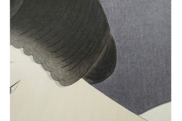 真作　昭和55年6月作　神保朋世　「静夜」　うつむく女性を描いた木版画　(R-090663)