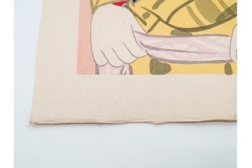 真作　昭和32年12月作　神保朋世　「夜情」　着物姿の女性を描いた木版画　(R-090664)