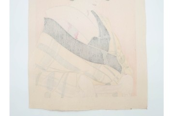 真作　昭和32年12月作　神保朋世　「夜情」　着物姿の女性を描いた木版画　(R-090664)
