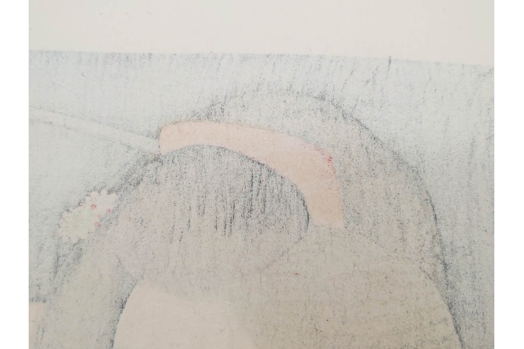 真作　昭和37年9月作　神保朋世　「宵の灯」　宵の街を歩く女性を描いた木版画　(R-090665)