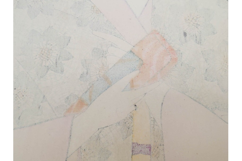 真作　昭和37年9月作　神保朋世　「宵の灯」　宵の街を歩く女性を描いた木版画　(R-090665)