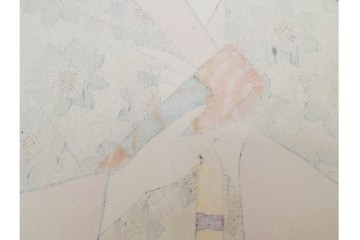真作　昭和37年9月作　神保朋世　「宵の灯」　宵の街を歩く女性を描いた木版画　(R-090665)