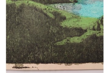 真作　畦地梅太郎　頒布作　「夏の富士」　鮮やかな色彩で富士山を描いた木版画　(R-090666)