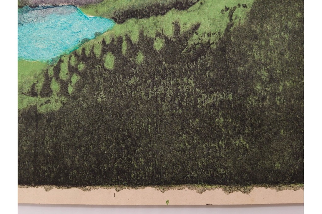 真作　畦地梅太郎　頒布作　「夏の富士」　鮮やかな色彩で富士山を描いた木版画　(R-090666)