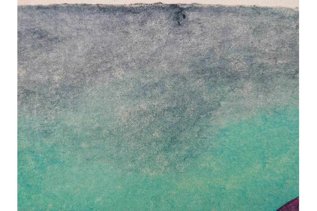 真作　畦地梅太郎　頒布作　「夏の富士」　鮮やかな色彩で富士山を描いた木版画　(R-090666)